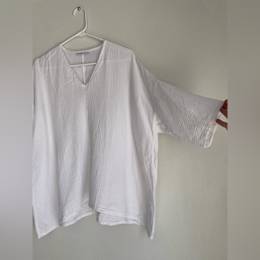Bryn Walker White Bax Shirt Woven Cotton Gauze Tunic Top Oversized - Picture 3 of 9